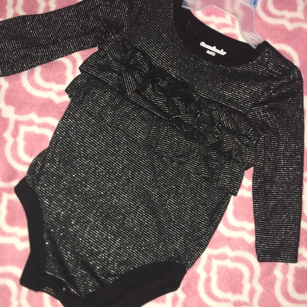 Black/Silver Ruffled Long Sleeved Onesie 6-9m
